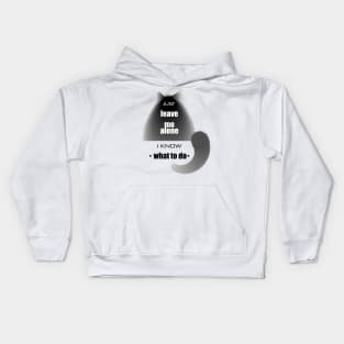 Cat with the phrase "Just leave me alone. I know. what to do" Kids Hoodie